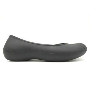 Crocs Dual Comfort Black Faux Fur Foot Bed Slip On Flats Shoes Women's 6